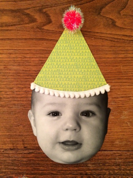 Baby Faces Birthday Banner - add pom pom