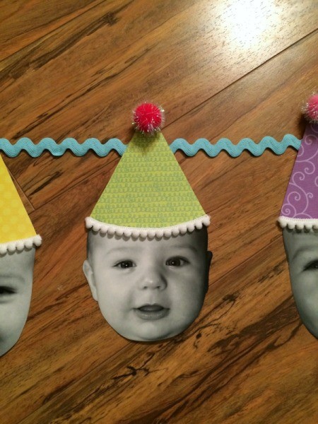Baby Faces Birthday Banner - attach faces to rick rack