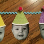 Baby Faces Birthday Banner - attach faces to rick rack