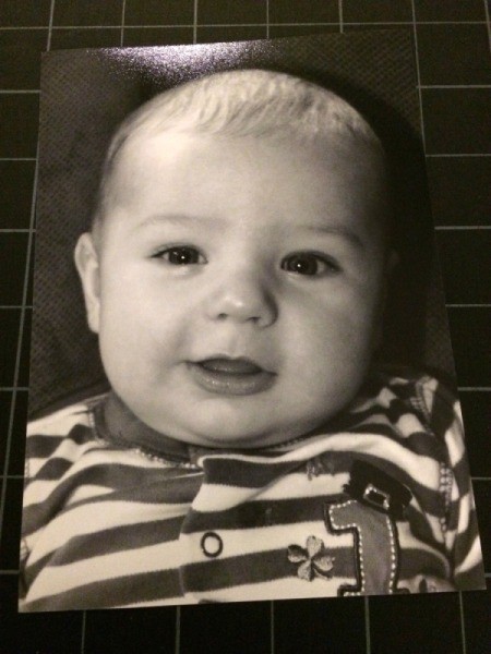 Baby Faces Birthday Banner - black and white photo