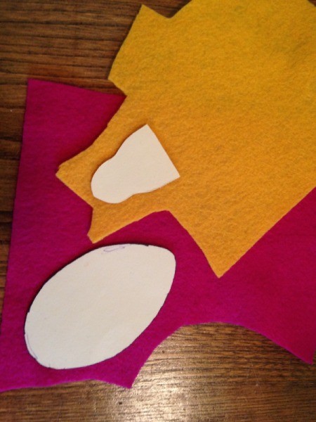 templates stuck to felt pieces