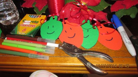 smiley face bulbs and decorating supplies