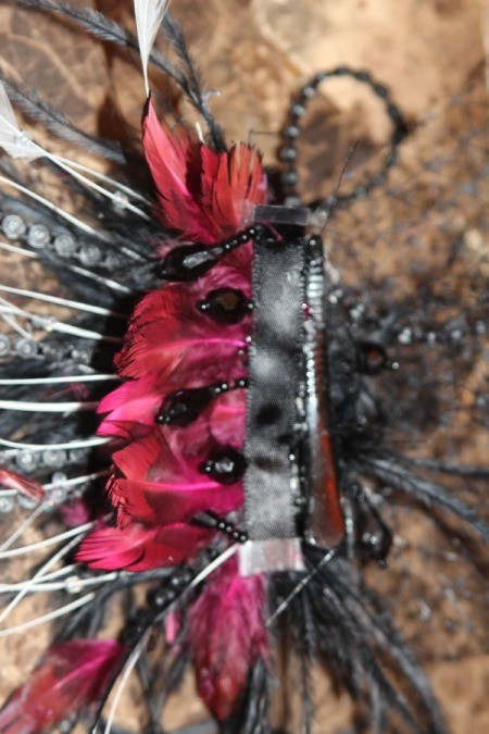gluing beaded ribbon onto clip