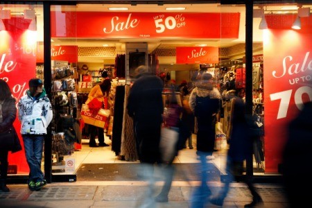 Shoppers at Holiday Clearance Sale