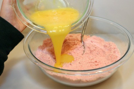 add egg mixture to cake mix