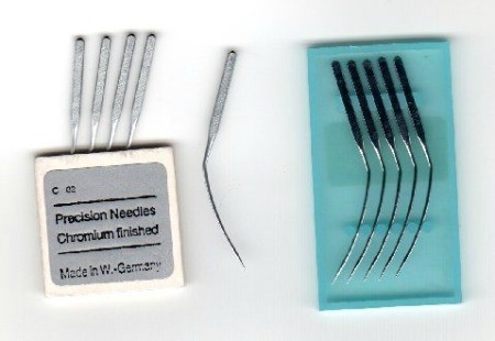 package of curved sewing machine needles