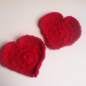 Cup of Love Heart Coasters - red crochet coasters