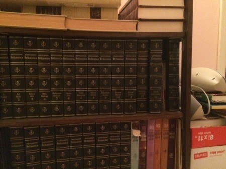 Britannica on bookshelves