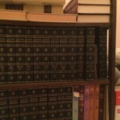 Britannica on bookshelves