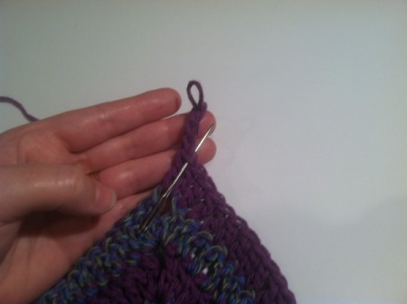 working a picot type stitch in corner