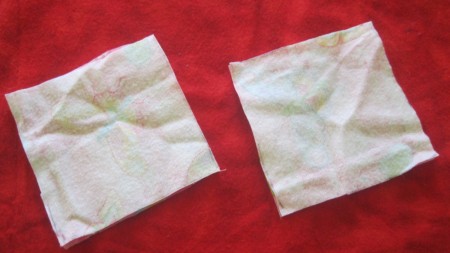 cut squares of fabric