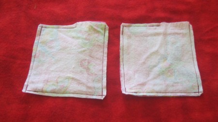 sewn squares before turning
