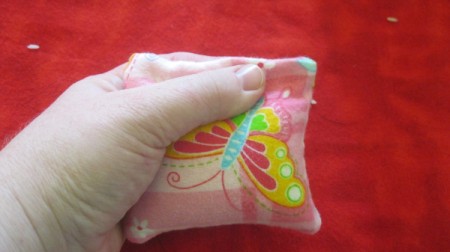 turn in fabric seam allowance at fill opening