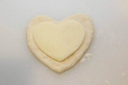 cheese heart on dough