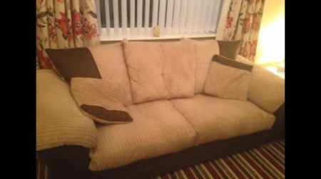beige and dark brown couch