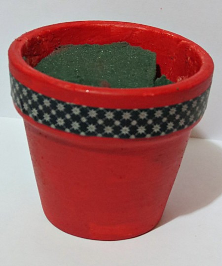 floral foam added to the pot