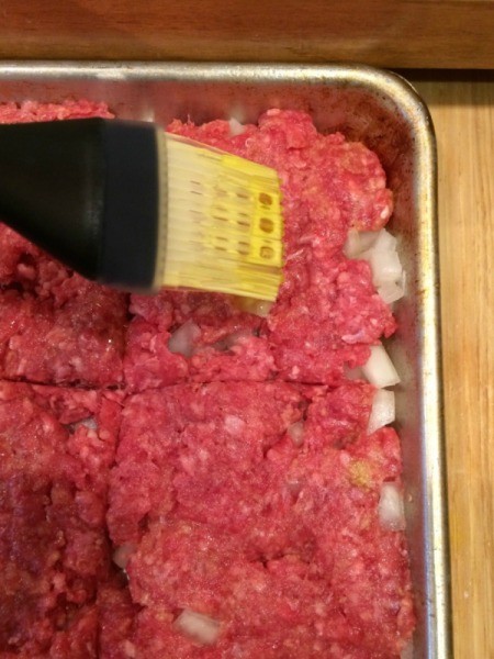 Easy Cookie Sheet Sliders - brush with oil