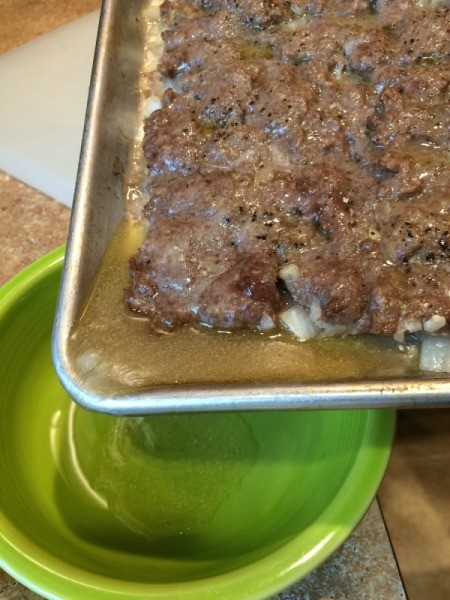 Easy Cookie Sheet Sliders - drain off grease