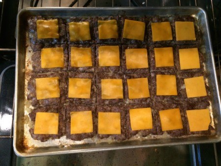 Easy Cookie Sheet Sliders - add cheese