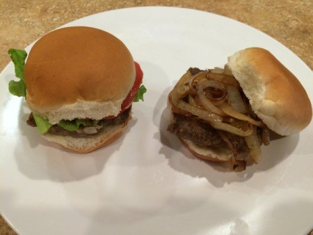 Easy Cookie Sheet Sliders - grilled onions