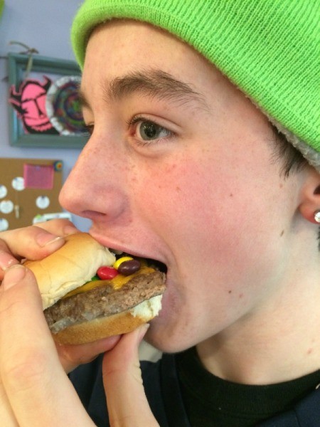 Easy Cookie Sheet Sliders - skittles slider
