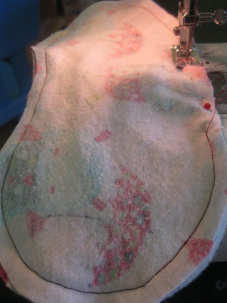 sew on machine, leave opening to turn