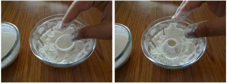 Beer Battered Onion Rings
 Recipe - Dipping rings into batter.