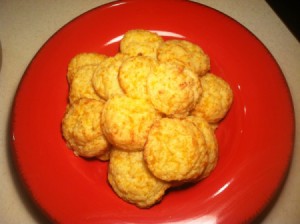A plate of cheddar biscuits.