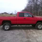 Photo of a red Dodge Ram.