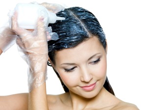 Woman using Hair Dye