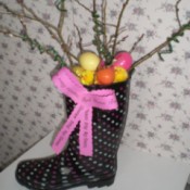 A boot decorated for spring.
