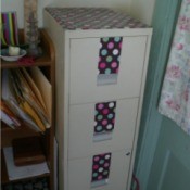 paper decorated file cabinet