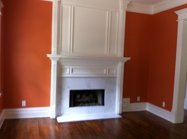 wall with fireplace