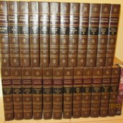 volumes on bookshelf