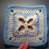 blue and white crochet square