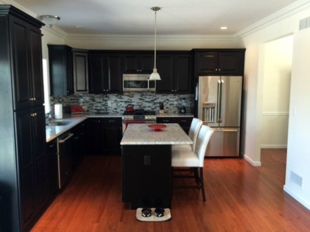 kitchen with black cabinets