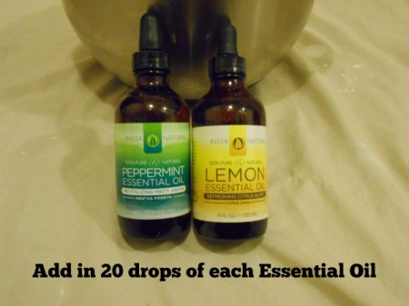 Pampering Lemon Peppermint Bath Bombs - adding essential oils