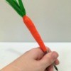 hand holding a carrot pen