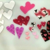 templares and fabric cutouts for making hearts