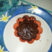 lava cake in orange cup on plate