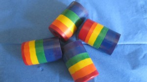 finished chunky rainbow crayons