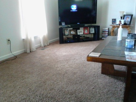 view of carpet and table