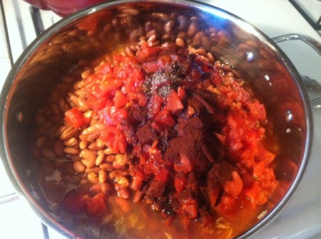 Tamale ingredients cooking.