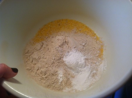 Tamale ingredients being mixed together.