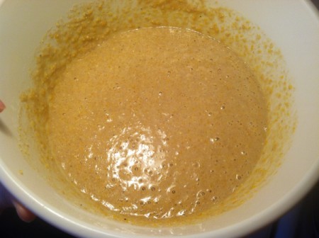 Tamale ingredients being mixed together.