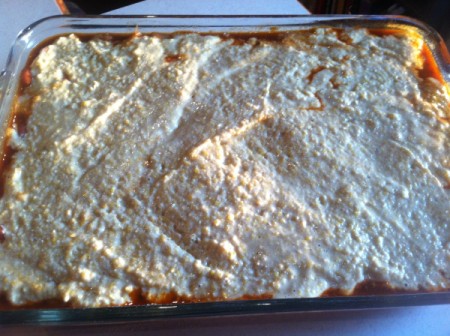 Hearty Tamale Pie in a pan.