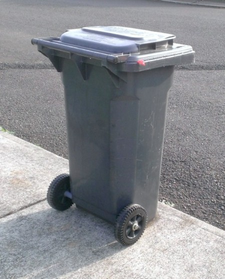 Garbage container ready to be picked up