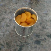 A can of mandarin oranges that has gone bad