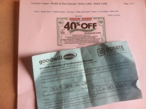Coupons for saving at the Goodwill