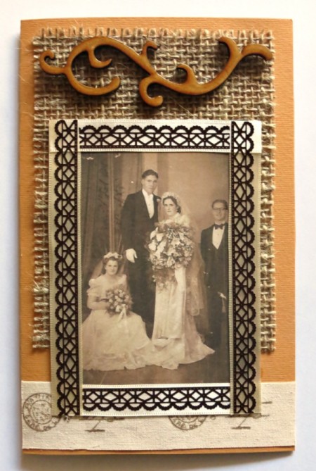 Rustic Country Wedding Invitation - adding embellishments to card